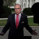 National Economic Council Director Larry Kudlow participates in a TV interview on the White House grounds April 6, 2018, in Washington, D.C.
